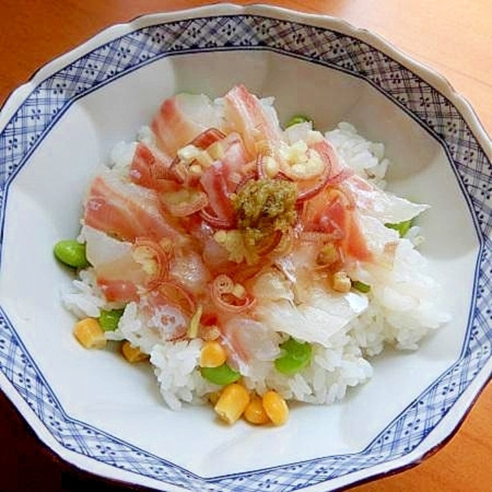 ５分！刺身用の真鯛で❤ビックリ簡単ちらし寿司♪丼？